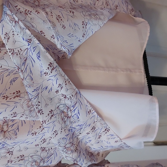 1.state Sugar Plum Dusty Orchid Floral Print V-neck Blouse Tiered Ruffle Sleeves - Picture 6 of 9